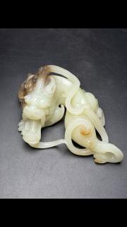 和田玉貔貅玉件,形态威武,工艺精细,形状完美